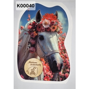 Panel KSZTAŁTKA velvet - BIAŁY KOŃ Z KWIATAMI K00040