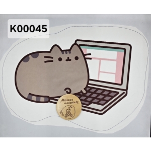 Panel KSZTAŁTKA velvet - PUSHEEN Z KOMPUTEREM K00045
