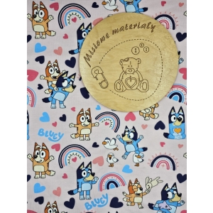 Singiel jersey cyfrowy z elastanem- BLUEY NA TĘCZY