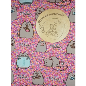 Singiel Jersey cyfrowy z elastanem - PUSHEEN KOLOROWA POSYPKA