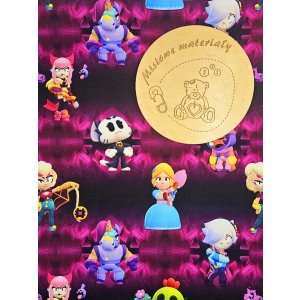 Dresówka pętelka nadruk cyfrowy - BRAWL STARS FUKSJA