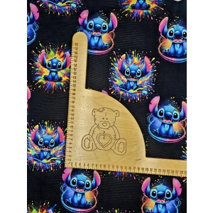 Singiel jersey cyfrowy z elastanem- STITCH NA CZARNYM KOLOROWE KLEKSY