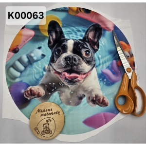 Panel KSZTAŁTKA velvet - OKRĄGŁA BULDOG FRANCUZKI BIAŁO-CZARNY K00063