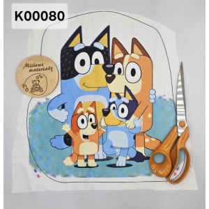 Panel KSZTAŁTKA velvet - BLUEY Z RODZINĄ NA NIEBIESKIM  K00080