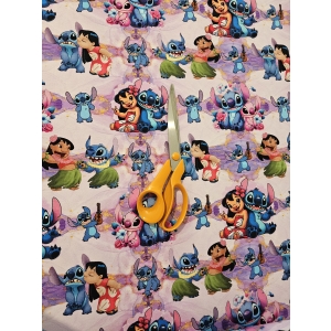 Singiel jeresy cyfrowy z elastanem - LILO I STITCH FIOLETOWY OMBRE