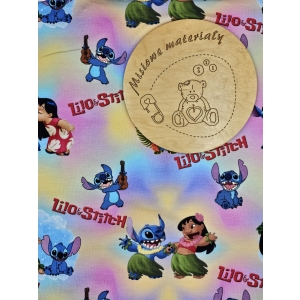 Singiel jeresy cyfrowy z elastanem - LILO I STITCH PASTELOWY