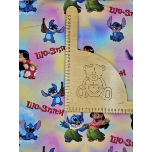 Dresówka pętelka  nadruk cyfrowy - LILO I STITCH PASTELOWY