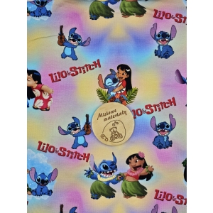 Dresówka pętelka  nadruk cyfrowy - LILO I STITCH PASTELOWY