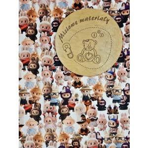 Dresówka pętelka nadruk cyfrowy - LABUBU BIAŁE