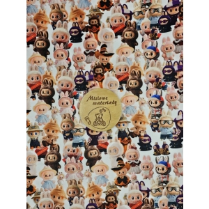 Dresówka pętelka nadruk cyfrowy - LABUBU BIAŁE