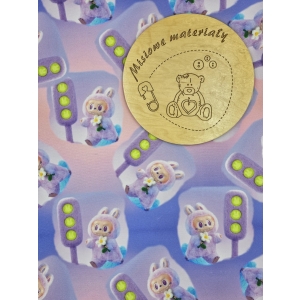Dresówka pętelka nadruk cyfrowy - LABUBU FIOLETOWE