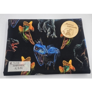 #706 Softshell drukowany - DINOZAURY Z POMARAŃCZOWYM 1,5M
