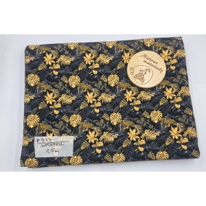 #743 Softshell drukowany - DROBNE LIŚCIE MONSTERY CZARNO-ZŁOTE 1,5MB