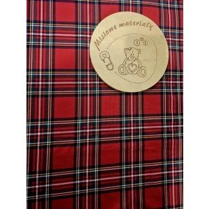 Dresówka pętelka nadruk cyfrowy - KRATKA CZERWONA