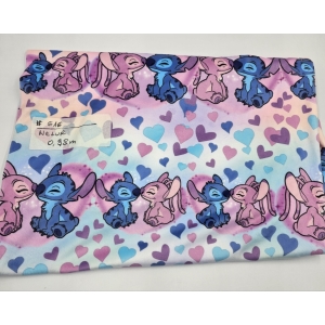 Welur drukowany elastyczny - STITCH I ANGEL SERDUSZKA 0.98M  #616