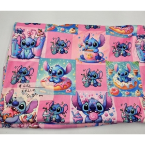 Welur drukowany elastyczny - STITCH CUKIERKI I PACZKI 1M  #612