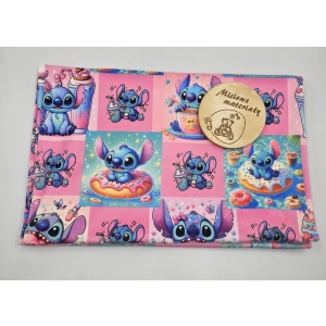 Welur soft drukowany elastycznym - STITCH CUKIERKI I PACZKI 1M #633