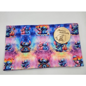 Welur soft drukowany elastycznym - STITCH TĘCZOWY 1M #631