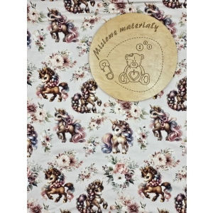 Dresówka pętelka nadruk cyfrowy - JEDNOROŻCE Z KWIATAMI