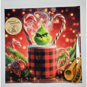 DOSTEPNE Panel VELVET 40CMx40CM - GRINCH W KUBKU W KRATKE