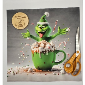 DOSTEPNE Panel VELVET 40CMx40CM - GRINCH W ZIELONYM KUBKU