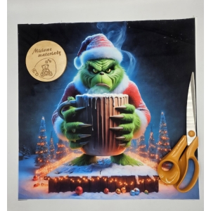DOSTEPNE Panel VELVET  40cmx40cm - GRINCH BRĄZOWY KUBEK