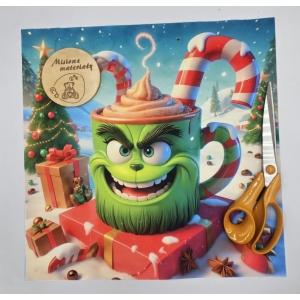 DOSTEPNE Panel VELVET 40CMx40CM - GRINCH ZIELONY KUBEK