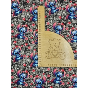 Dresówka pętelka nadruk cyfrowy - STITCH CZARNO - BIAŁY