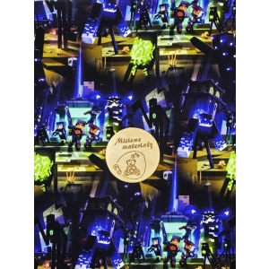 Dresówka pętelka nadruk cyfrowy - MINECRAFT FIOLETOWY