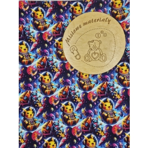 Singiel Jersey cyfrowy z elastanem - PIKACHU W KOSMOSIE/POKEMONY