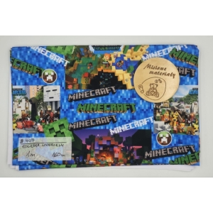 #407 Poliester wodoodporny - MINECRAFT NIEBIESKI 1M