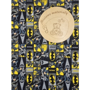 Dresowka pętelka nadruk cyfrowy - BATMAN ŻÓŁTO-SZARY