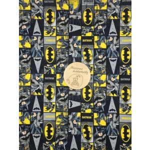 Dresowka pętelka nadruk cyfrowy - BATMAN ŻÓŁTO-SZARY
