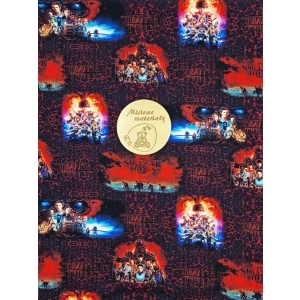 Dresowka petelka nadruk cyfrowy z elastanem - STRANGER THINGS RAZEM