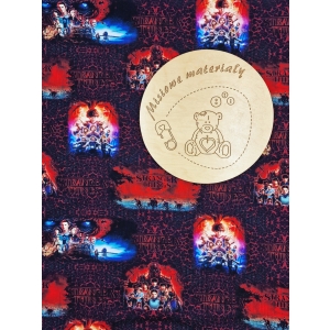 Dresowka petelka nadruk cyfrowy z elastanem - STRANGER THINGS RAZEM