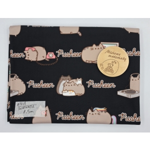 #728 Softshell drukowany - PUSHEEN NA CZARNYM 1,5M