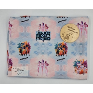 #734 Softshell drukowany - KPOP DEMON HUNTERS PASTELOWY 1,5M