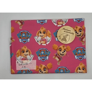 #742 Softshell drukowany - PSI PATROL - SKY NA RÓŻOWYM 1,5M