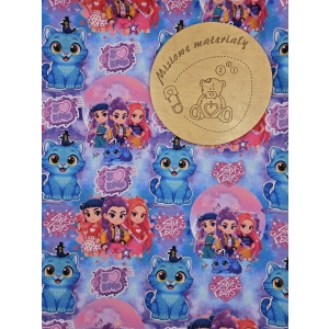 Dresówka pętelka nadruk cyfrowy - MAŁE KPOP DEMON HUNTERS PASTELOWE