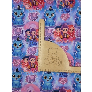 Dresówka pętelka nadruk cyfrowy - MAŁE KPOP DEMON HUNTERS PASTELOWE