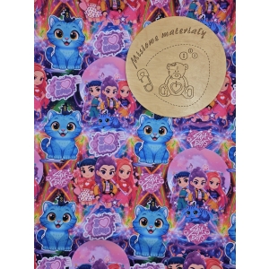 Poliester wodoodporny oxford - MAŁE KPOP DEMON HUNTERS TĘCZOWE (ZA ZAMOWIENIE)