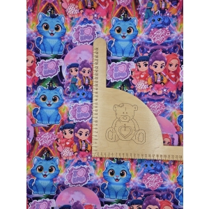 Poliester wodoodporny oxford - MAŁE KPOP DEMON HUNTERS TĘCZOWE (ZA ZAMOWIENIE)