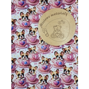 Singiel Jersey cyfrowy z elastanem - PIESKI W KUBKU