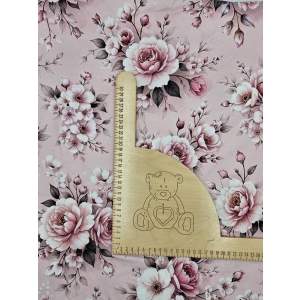 Singiel Jersey cyfrowy z elastanem - KWIATY JASNOROZOWE BUKIET