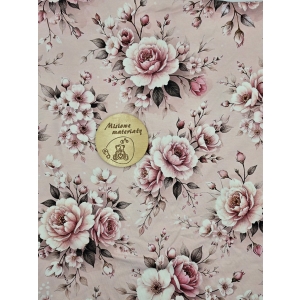 Singiel Jersey cyfrowy z elastanem - KWIATY JASNOROZOWE BUKIET