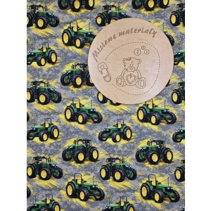 Dresowka pętelka nadruk cyfrowy - TRAKTORY ZIELONE