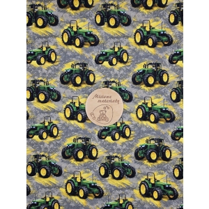 Dresowka pętelka nadruk cyfrowy - TRAKTORY ZIELONE