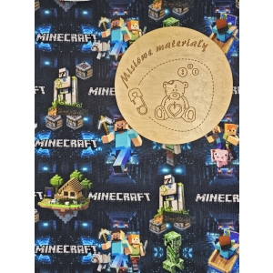 Singiel jersey cyfrowy z elastanem- MINECRAFT KOLEJNY POZIOM  GRANATOWY