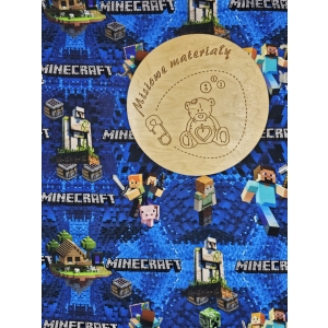 Singiel jersey cyfrowy z elastanem- MINECRAFT KOLEJNY POZIOM NIEBIESKI