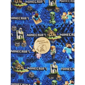 Singiel jersey cyfrowy z elastanem- MINECRAFT KOLEJNY POZIOM NIEBIESKI